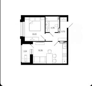 1-к квартира, вторичка, 38м2, 15/15 этаж