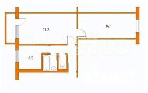 2-к квартира, вторичка, 44м2, 4/5 этаж