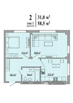 2-к квартира, строящийся дом, 59м2, 4/5 этаж