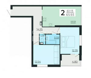 2-к квартира, вторичка, 66м2, 6/24 этаж