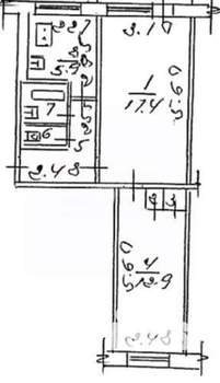 2-к квартира, вторичка, 44м2, 1/5 этаж