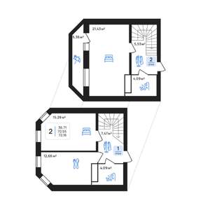 2-к квартира, строящийся дом, 72м2, 6/7 этаж