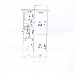 3-к квартира, вторичка, 61м2, 5/5 этаж