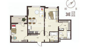 3-к квартира, вторичка, 69м2, 2/18 этаж