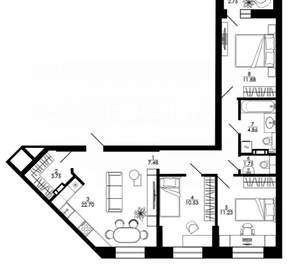 1-к квартира, сданный дом, 40м2, 12/17 этаж
