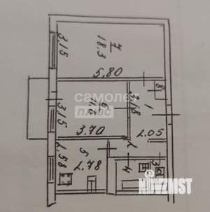 2-к квартира, вторичка, 50м2, 9/9 этаж