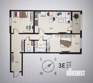 3-к квартира, вторичка, 67м2, 10/18 этаж