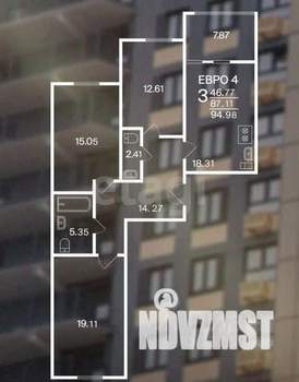 3-к квартира, вторичка, 95м2, 17/25 этаж