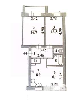 3-к квартира, вторичка, 59м2, 2/5 этаж