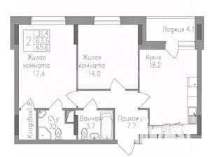3-к квартира, вторичка, 66м2, 6/17 этаж