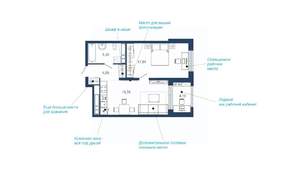 1-к квартира, вторичка, 50м2, 11/22 этаж