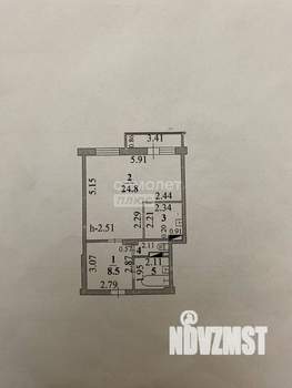 1-к квартира, вторичка, 44м2, 1/17 этаж