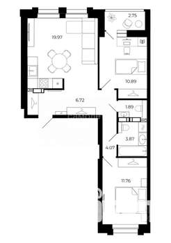 2-к квартира, вторичка, 61м2, 8/15 этаж