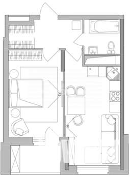 1-к квартира, вторичка, 45м2, 4/19 этаж