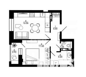 2-к квартира, вторичка, 43м2, 17/17 этаж