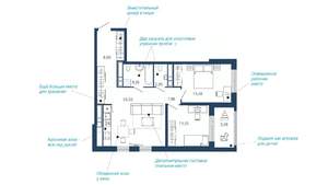 2-к квартира, вторичка, 71м2, 21/22 этаж