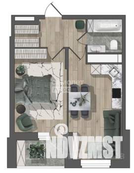 1-к квартира, вторичка, 45м2, 4/19 этаж