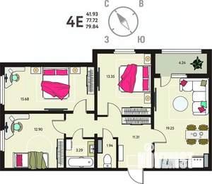 3-к квартира, вторичка, 80м2, 10/18 этаж