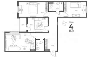 3-к квартира, вторичка, 86м2, 5/17 этаж
