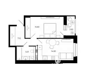 2-к квартира, вторичка, 55м2, 18/24 этаж