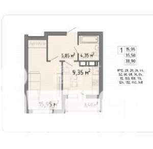 1-к квартира, вторичка, 39м2, 4/21 этаж