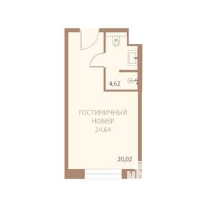 1-к квартира, вторичка, 25м2, 6/23 этаж