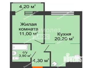 1-к квартира, вторичка, 44м2, 10/21 этаж
