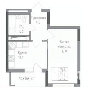 1-к квартира, вторичка, 37м2, 4/19 этаж