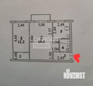 2-к квартира, вторичка, 44м2, 5/5 этаж