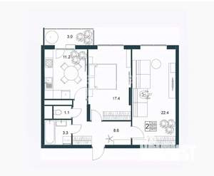 2-к квартира, вторичка, 65м2, 8/19 этаж