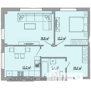 2-к квартира, строящийся дом, 60м2, 4/5 этаж