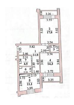 2-к квартира, вторичка, 74м2, 10/17 этаж