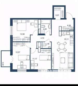 4-к квартира, вторичка, 79м2, 22/25 этаж
