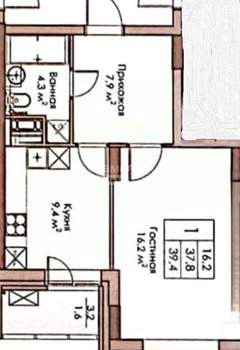 1-к квартира, вторичка, 39м2, 22/25 этаж