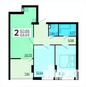 3-к квартира, вторичка, 69м2, 8/24 этаж