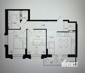 2-к квартира, вторичка, 58м2, 2/15 этаж