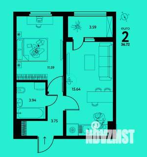 2-к квартира, вторичка, 37м2, 11/17 этаж