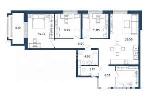 3-к квартира, вторичка, 102м2, 6/23 этаж