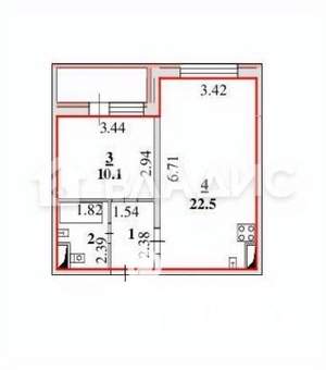 1-к квартира, вторичка, 40м2, 9/18 этаж