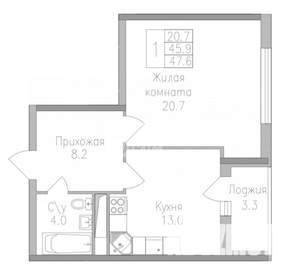 1-к квартира, вторичка, 48м2, 11/17 этаж