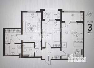 3-к квартира, вторичка, 68м2, 10/17 этаж