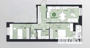2-к квартира, сданный дом, 62м2, 6/17 этаж