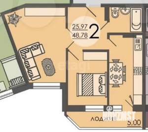 2-к квартира, вторичка, 52м2, 9/20 этаж