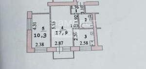 2-к квартира, вторичка, 38м2, 4/4 этаж