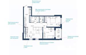 2-к квартира, вторичка, 71м2, 17/23 этаж