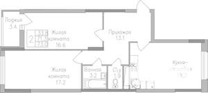 2-к квартира, строящийся дом, 73м2, 2/19 этаж