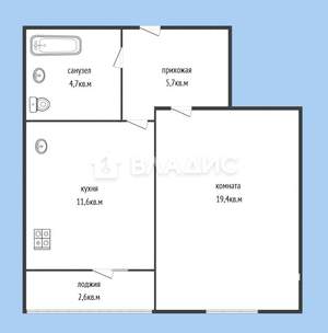 1-к квартира, вторичка, 41м2, 9/16 этаж