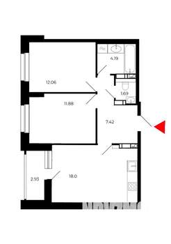 2-к квартира, вторичка, 56м2, 23/24 этаж