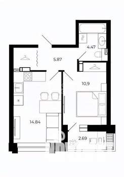 1-к квартира, строящийся дом, 39м2, 11/15 этаж