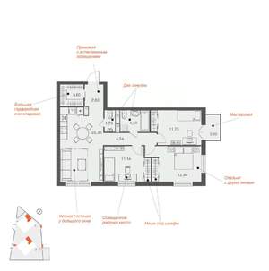 3-к квартира, вторичка, 79м2, 10/25 этаж